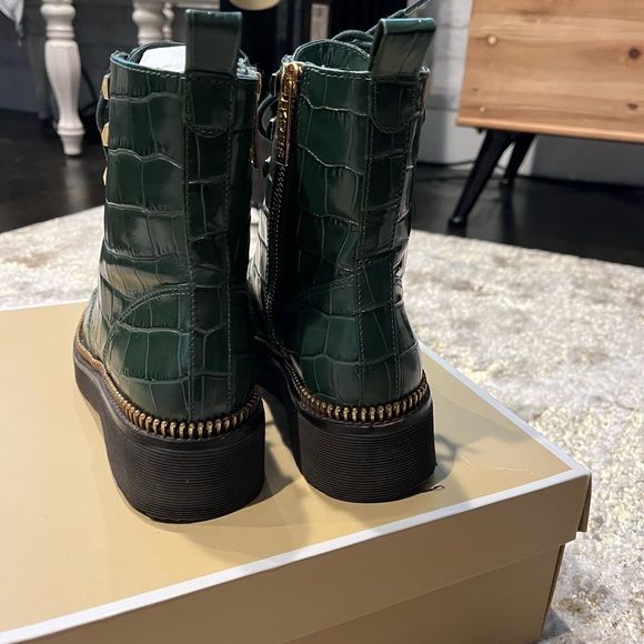 MICHAEL Michael Kors Haskell Crocodile Embossed Leather Combat Boot - Picture 4 of 6
